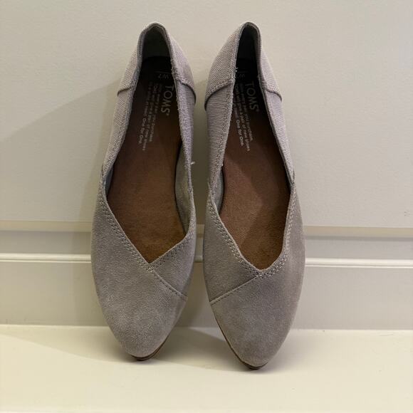 TOMS Women's Gray Jutti Suede/Canvas Ballet Flats Almond Toe Padded Insole 7 - Picture 2 of 9